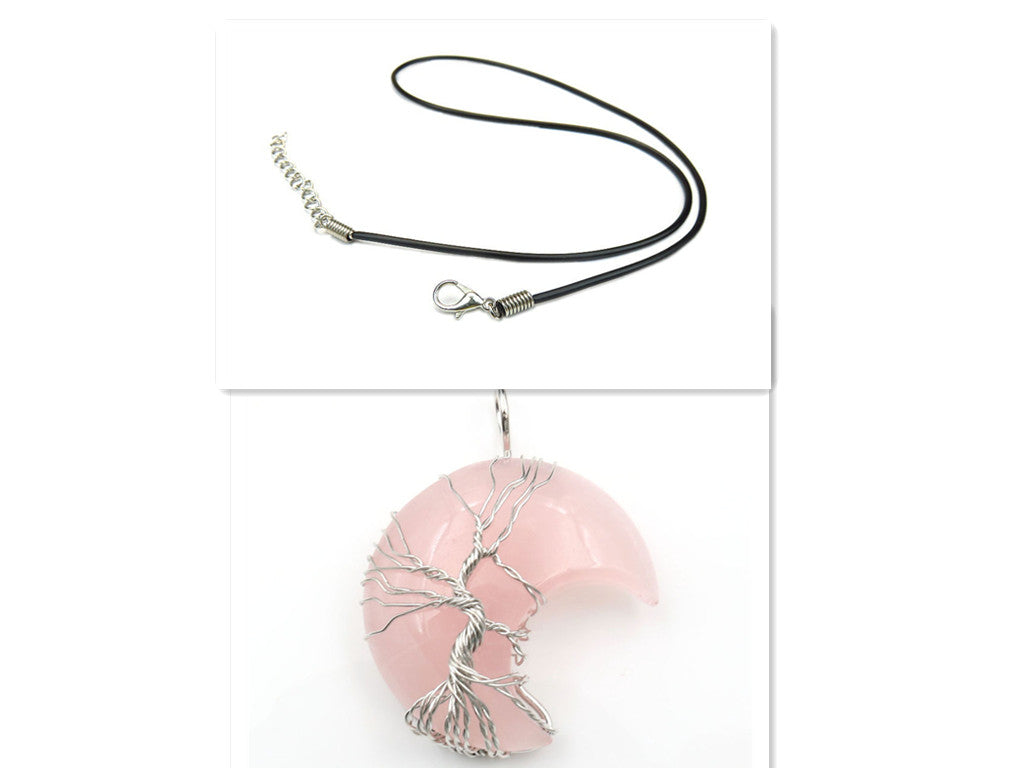 Moon Crystal Tree of Life Pendant Necklace Accessories