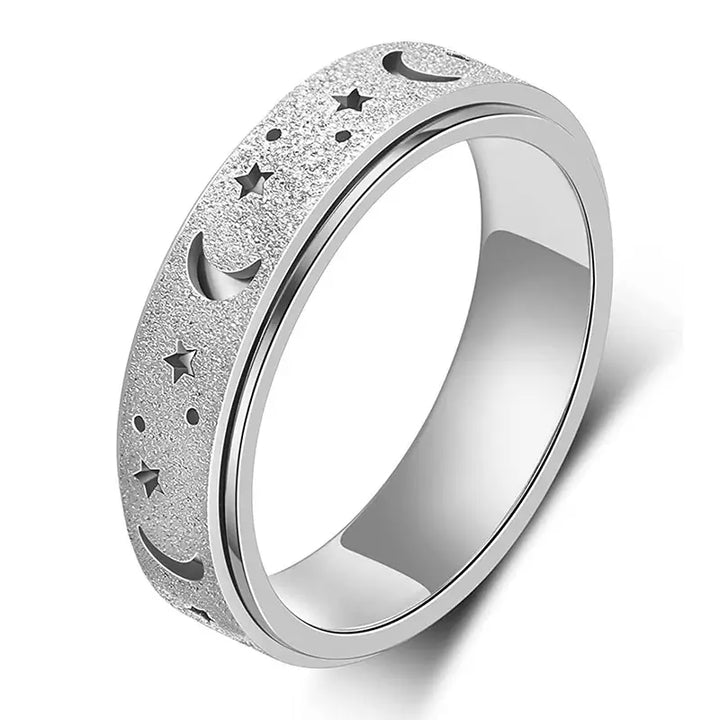 Moon Star Stainless Steel Spinner Ring