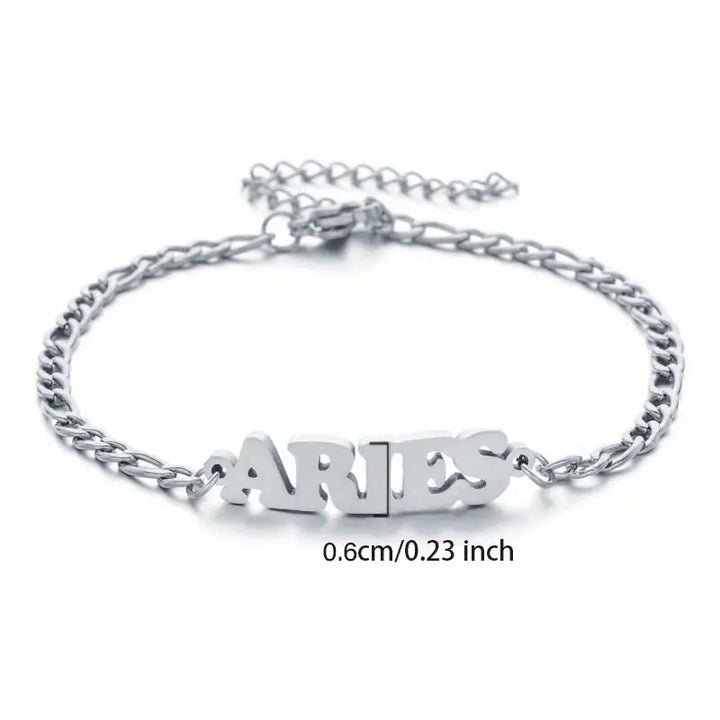 Stainless Steel Zodiac Letter Pendant Bracelet