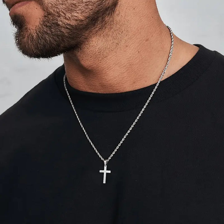 Men's Golden Cross Stainless Steel Necklace