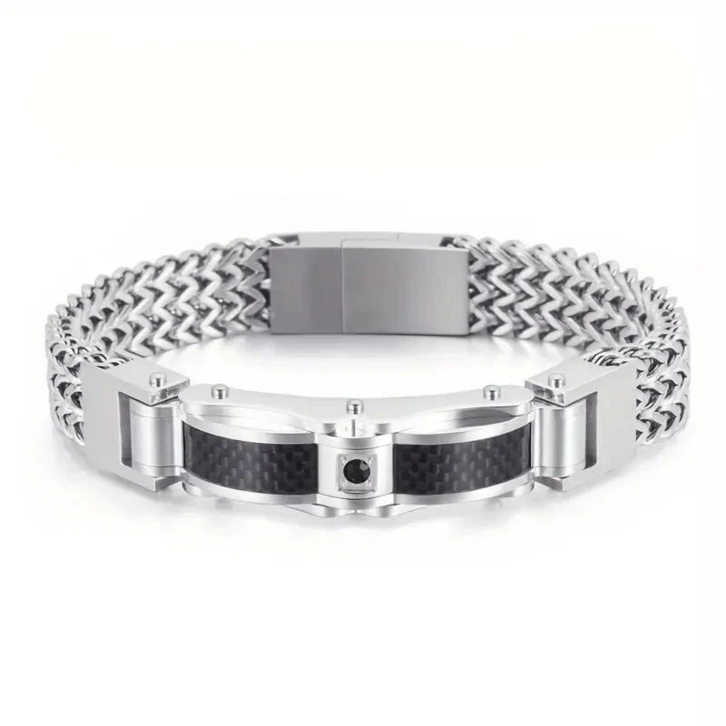Premium Titanium Steel Bracelet With Gemstone Inlay