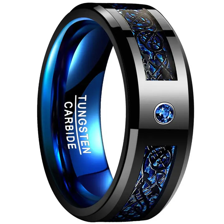 Blue Carbon Fiber Tungsten Ring