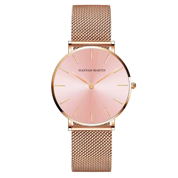 Luxurious Rose Gold Quartz Timepiece Alongside Bracelet