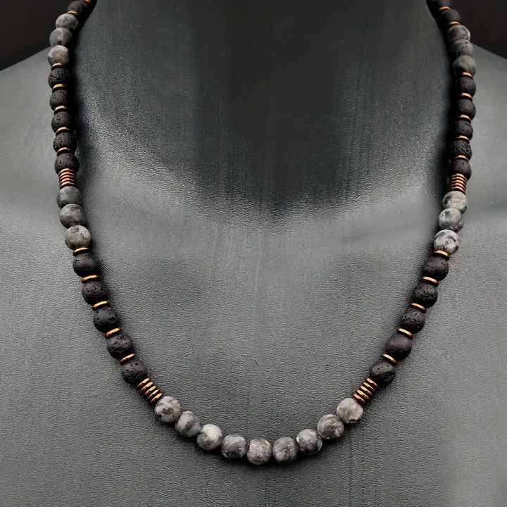 Exquisite Unisex Copper Lava Bead Necklace Radiance