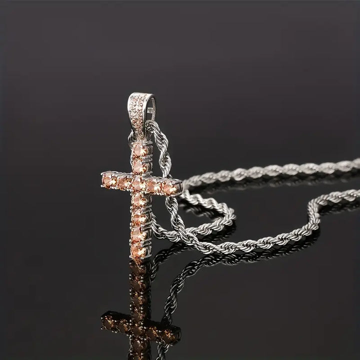 Iced Chics Hip Hop Cross Pendant Necklace