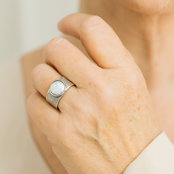 Vintage Silver Ring with White Pearl