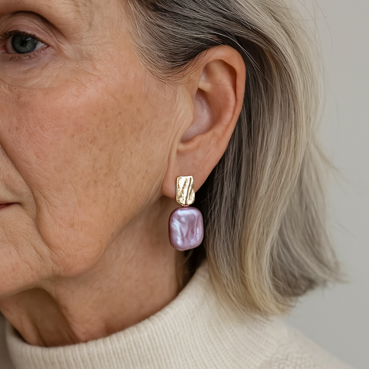 Elegant Baroque Pearl Gold Earrings