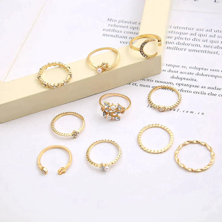 10-Pack Bohemian Silver and Gold Plated Rings