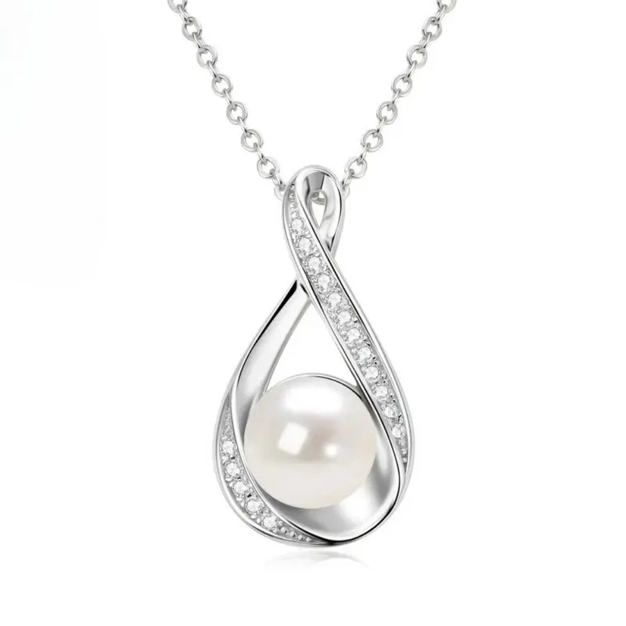 Gold Infinity Pendant with Freshwater Pearl