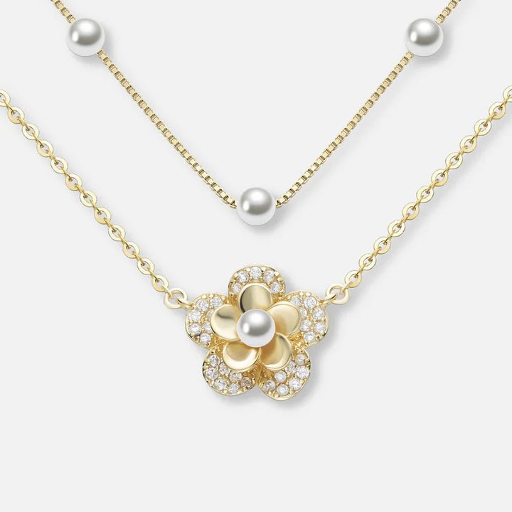 Double Layer Pearl Flower Necklace