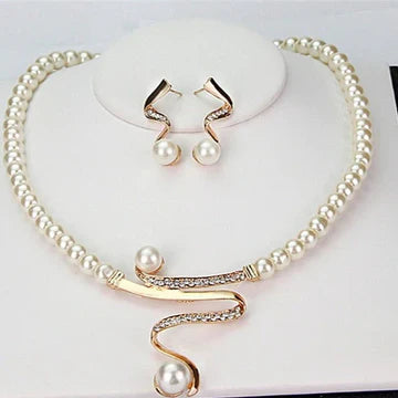 Pearl Necklace + Earrings