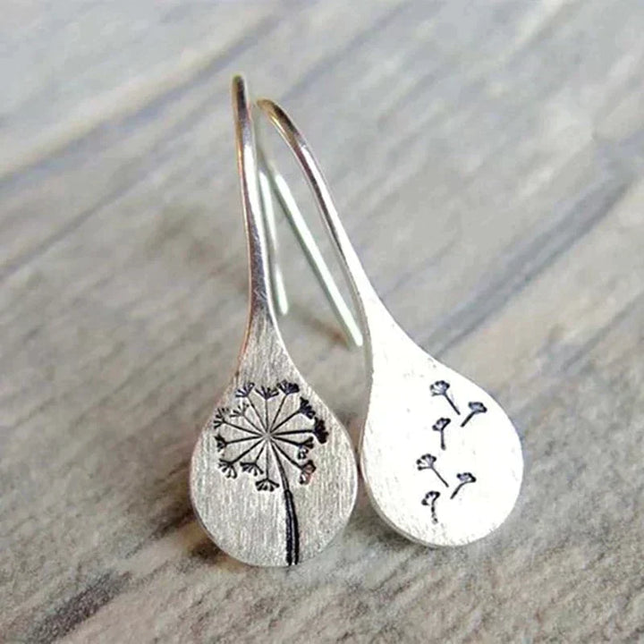 Silver Dandelion Leaf Earrings