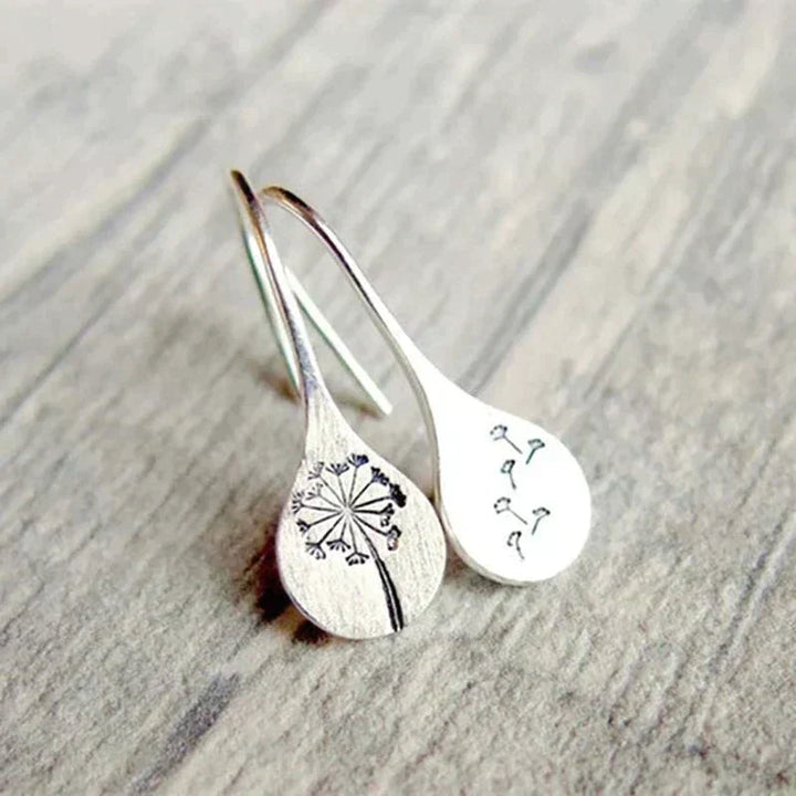 Silver Dandelion Leaf Earrings