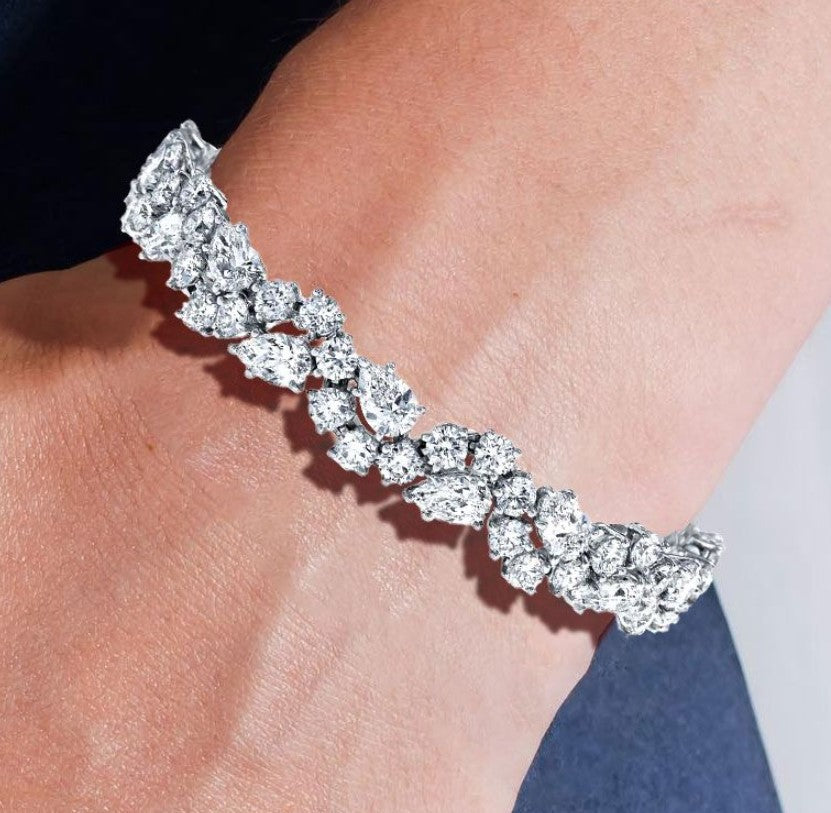 Classic Pear & Round Cut White Sapphire Bracelet