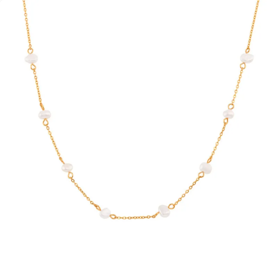 Stainless Steel Pearl Necklace & Bracelet Set