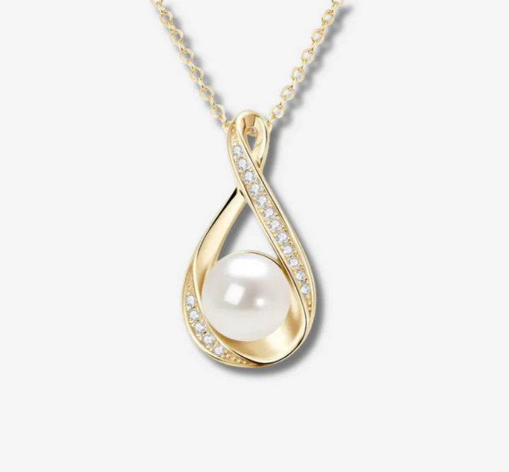 Gold Infinity Pendant with Freshwater Pearl