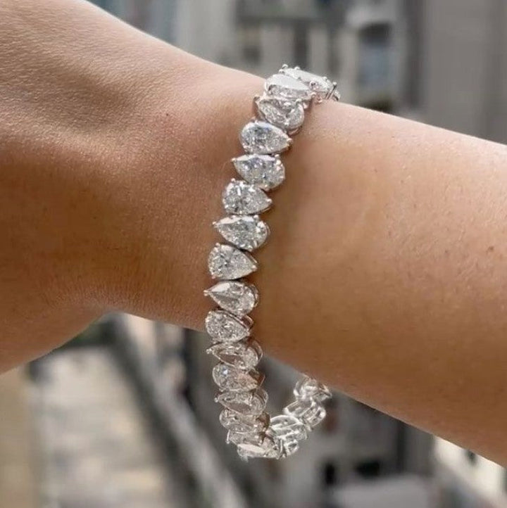 Classic White Sapphire Pear-Cut Tennis Bracelet