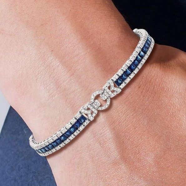 Radiant Cut Blue Sapphire Tennis Bracelet