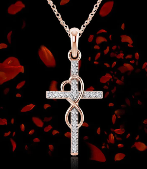 Diamond Alloy Cross Pendant Necklace