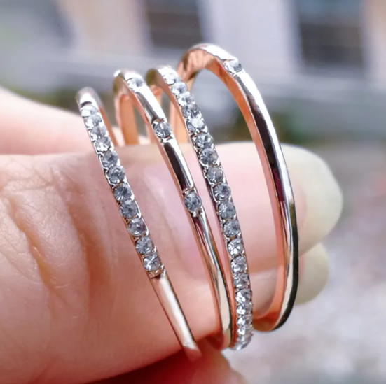 Square Zirconium Four-piece Diamond Ring