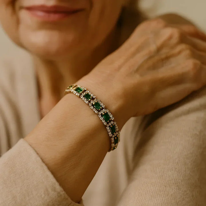 Emerald Green Statement Gold Bracelet