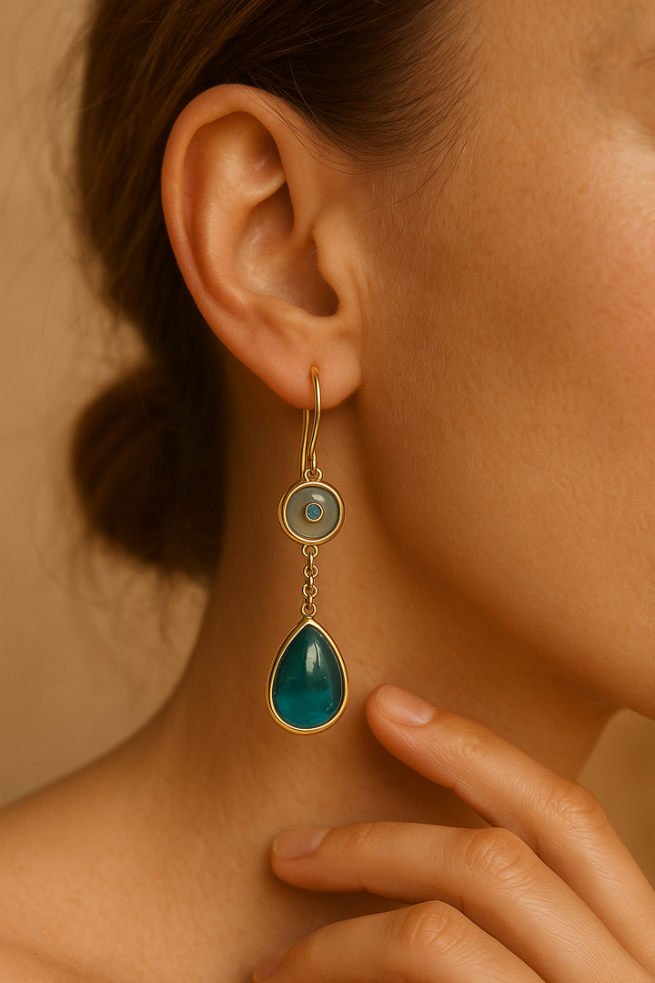 Calista | Drop Earrings with Blue Stones
