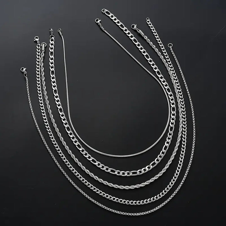 Luxurious Twisted Stainless Steel Stackable Necklace Set