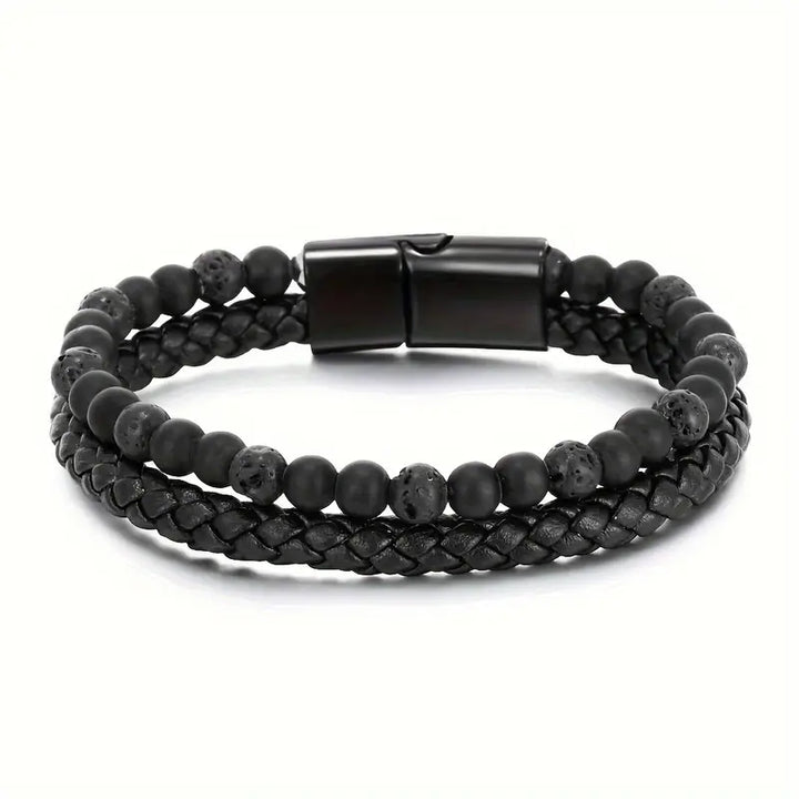 Luxurious Men's Twofold Layer Faux Leather Bracelet